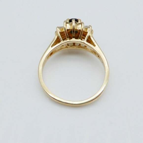BEAUTIFUL Solid 14k Yellow Gold / Sapphire / Diamonds Ladies Ring Size 5.5 - Picture 3 of 7